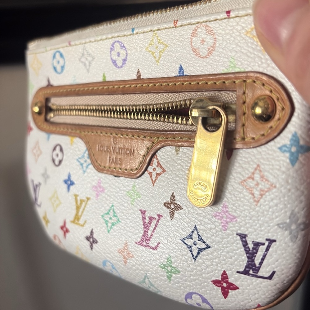 Louis Vuitton White Multicolor Wallet with Clip Gold Hardware